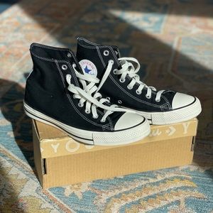Brand New Black Converse High Top Embroidered M7.5/W9.5